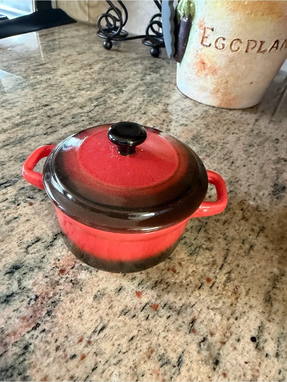 Swiss Quality Cookware Mini Red & Brown Cast Iron Mini Casserole Dish with Lid